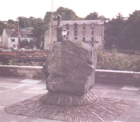 Otter and Preseli stone monument in Cardigan
